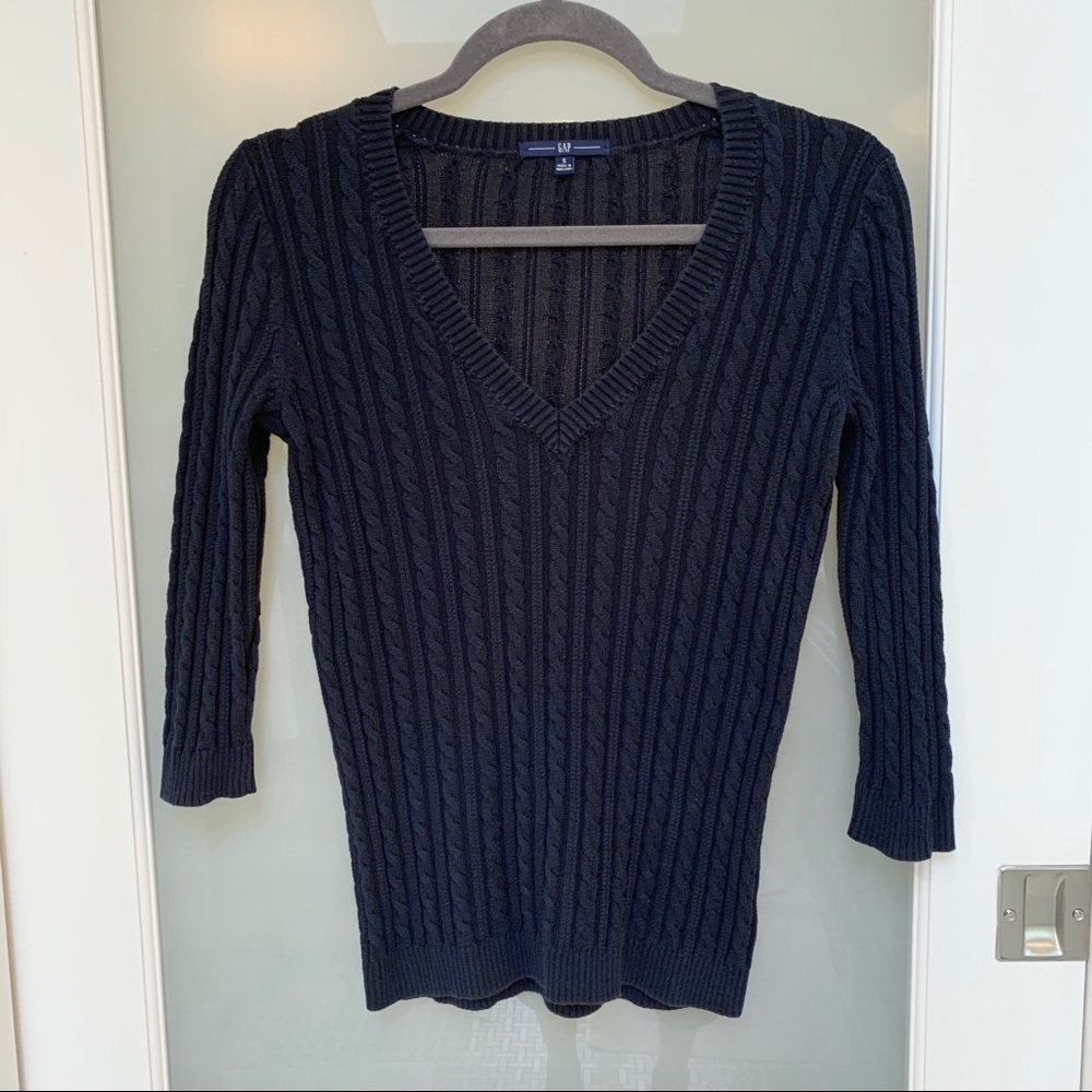 Gap Cable Knit V-neck Sweater (Navy) Size S
